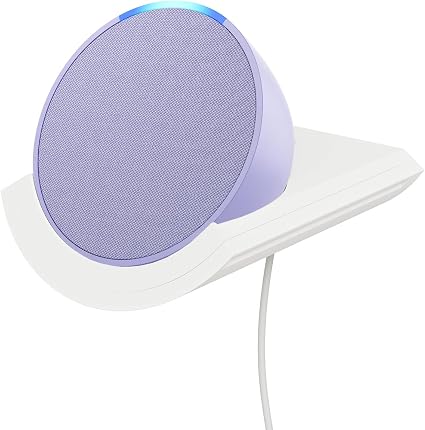 Amazon Echo Pop, Lavender + Shelf Wall Mount, "Made for Amazon ", White - Image 1