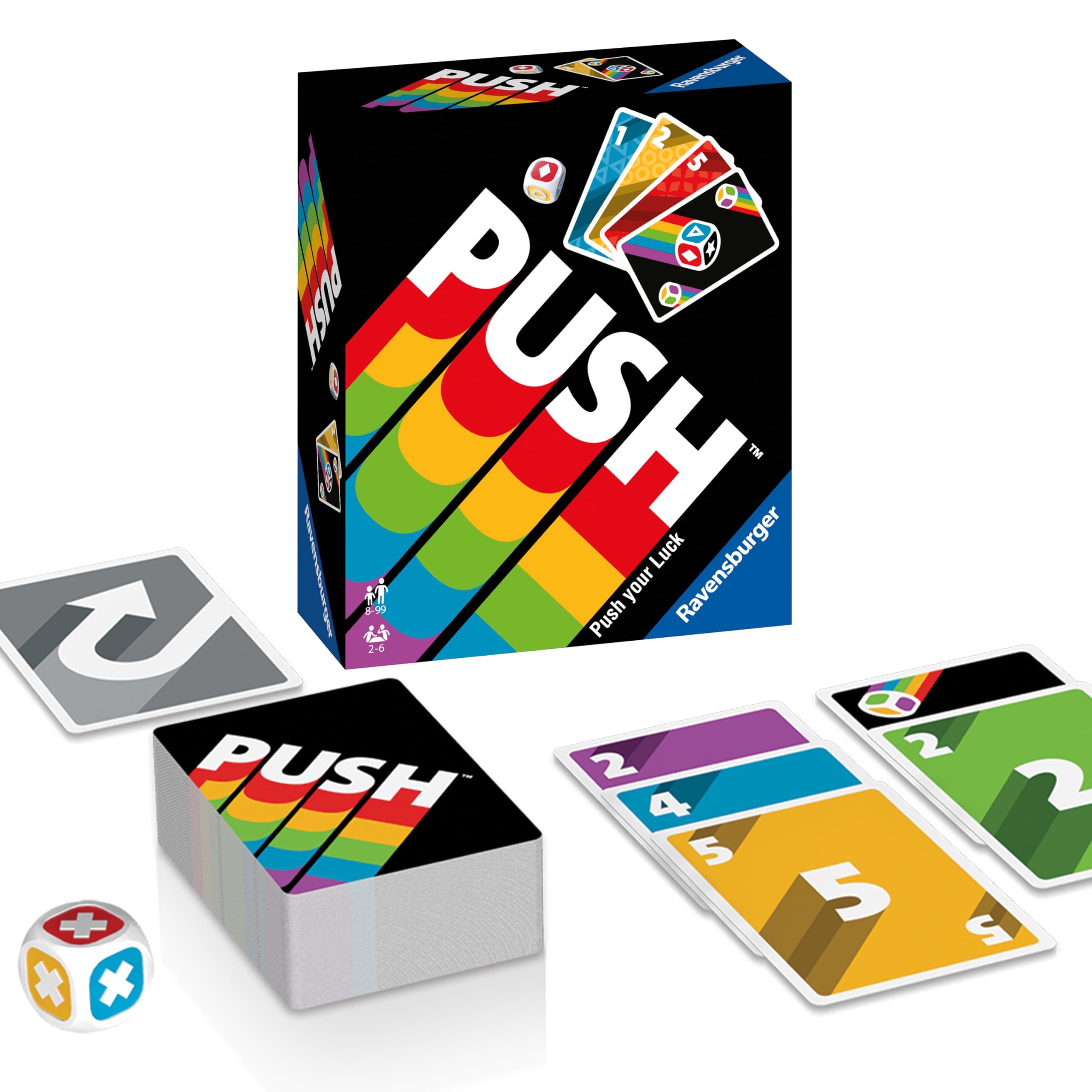 Ravensburger - Push - Ambiance Game - Card and Dice Game - 2 to 6 Players from 8 Years Old - With Family or Friends - 26828 - Multilingual - French Included - Image 1