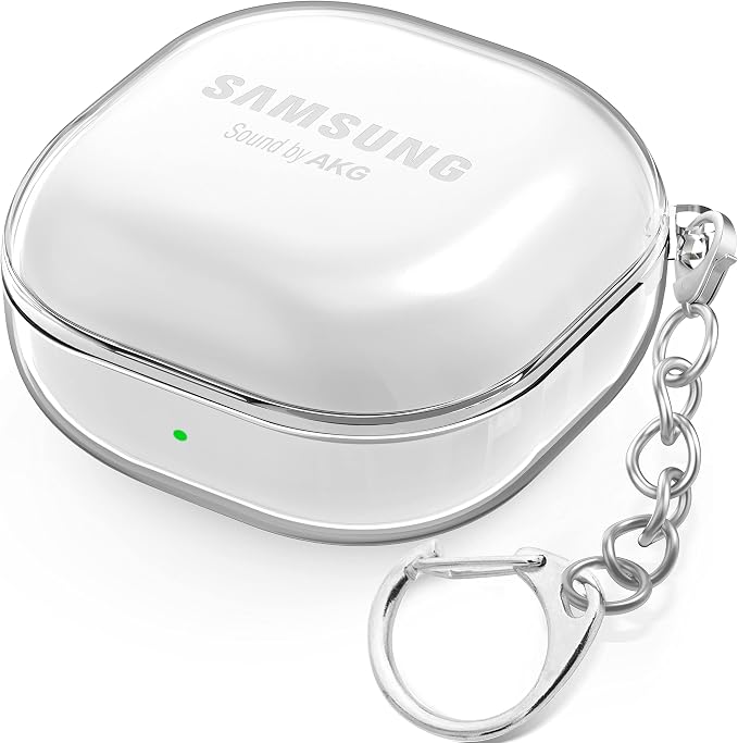 Transparent Protective Case for Samsung Galaxy Buds FE 2 Pro 2 Live [Front LED Visible] [With Carabiner] Protective Cover - Image 1