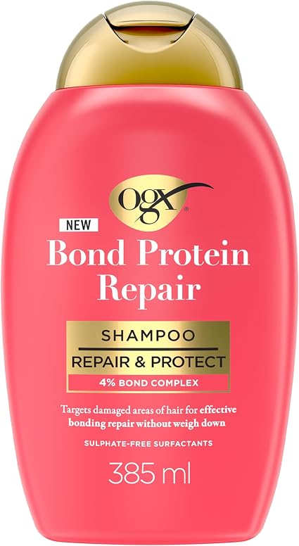 OGX Bond Protein Repair Shampoo 385ml - Repair Shampoo for Dry and Damaged Hair, Anti-Frizz, Protects and Strengthens - Sulfate Free Shampoo for Smoother, Resilient and Hydrated Hair - Image 1