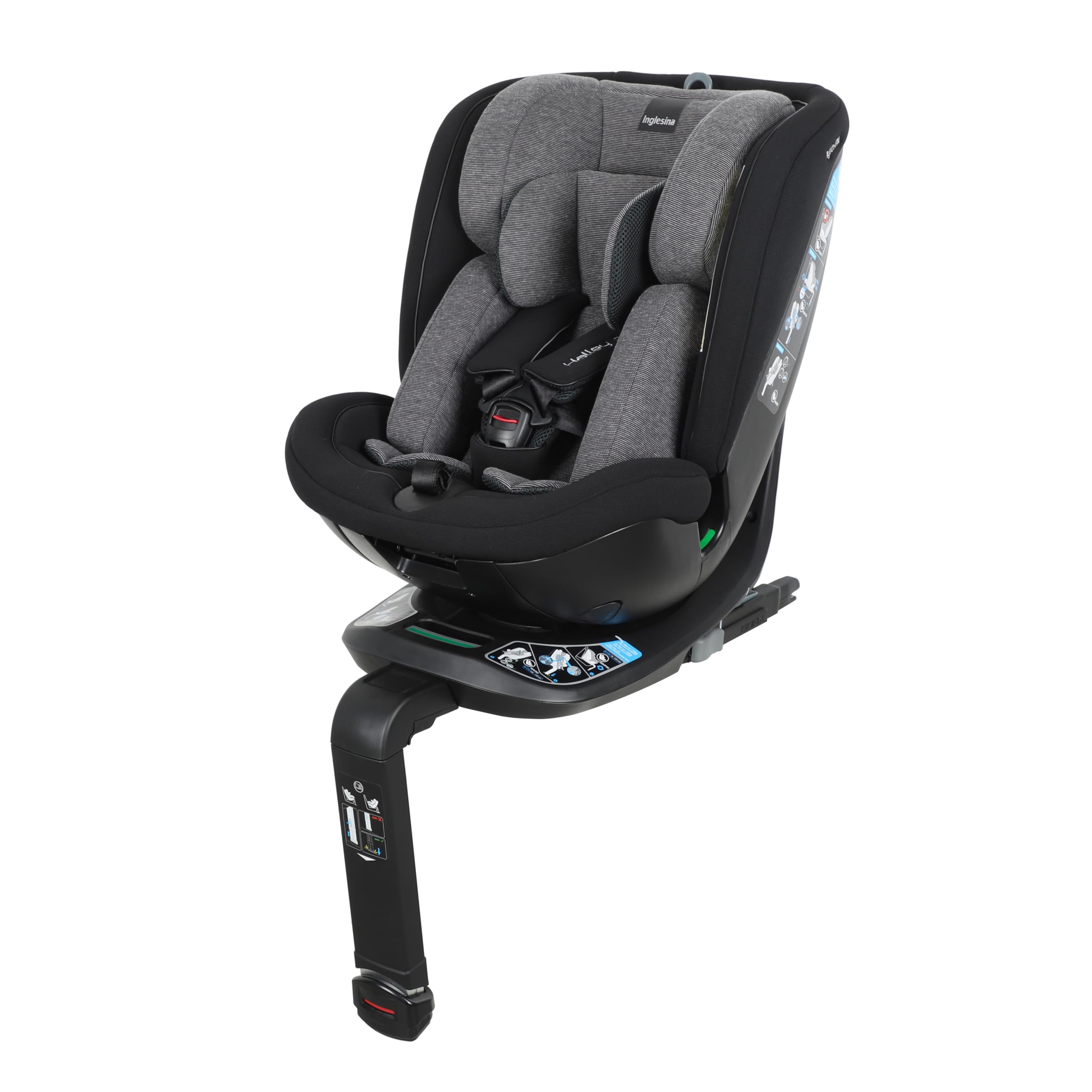 Inglesina Halley Pro, Grey, ISOFIX 360° Swivel Car Seat, 0-12 Years (40-150 cm), Reclining and Breathable, ECE R129/03 Approved - Image 1