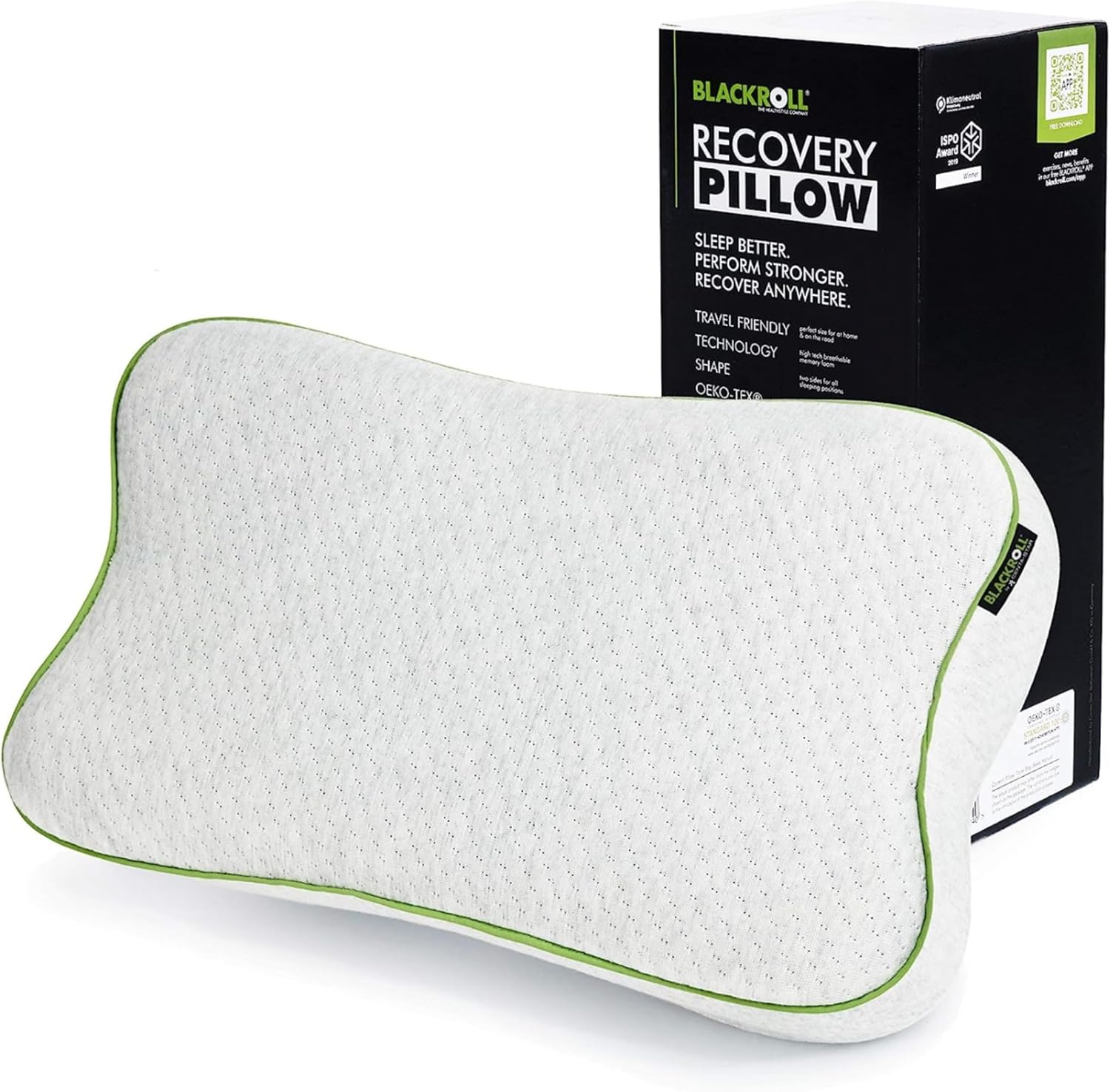 BLACKROLL® RECOVERY PILLOW | Orthopedic Neck Pillow & Pillow | Viscose Foam Pillow with Pillowcase | High Quality Visco Pillow Made in Germany - Image 1