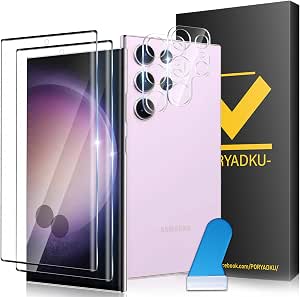 [2 + 2 Pieces] Samsung Galaxy S23 Ultra Protection Screen [6.8 Inches] + Camera Protector, Sensitive Fingerprint Touch, 3D Full Coverage for S23 Ultra 5G Tempered Glass - Image 1