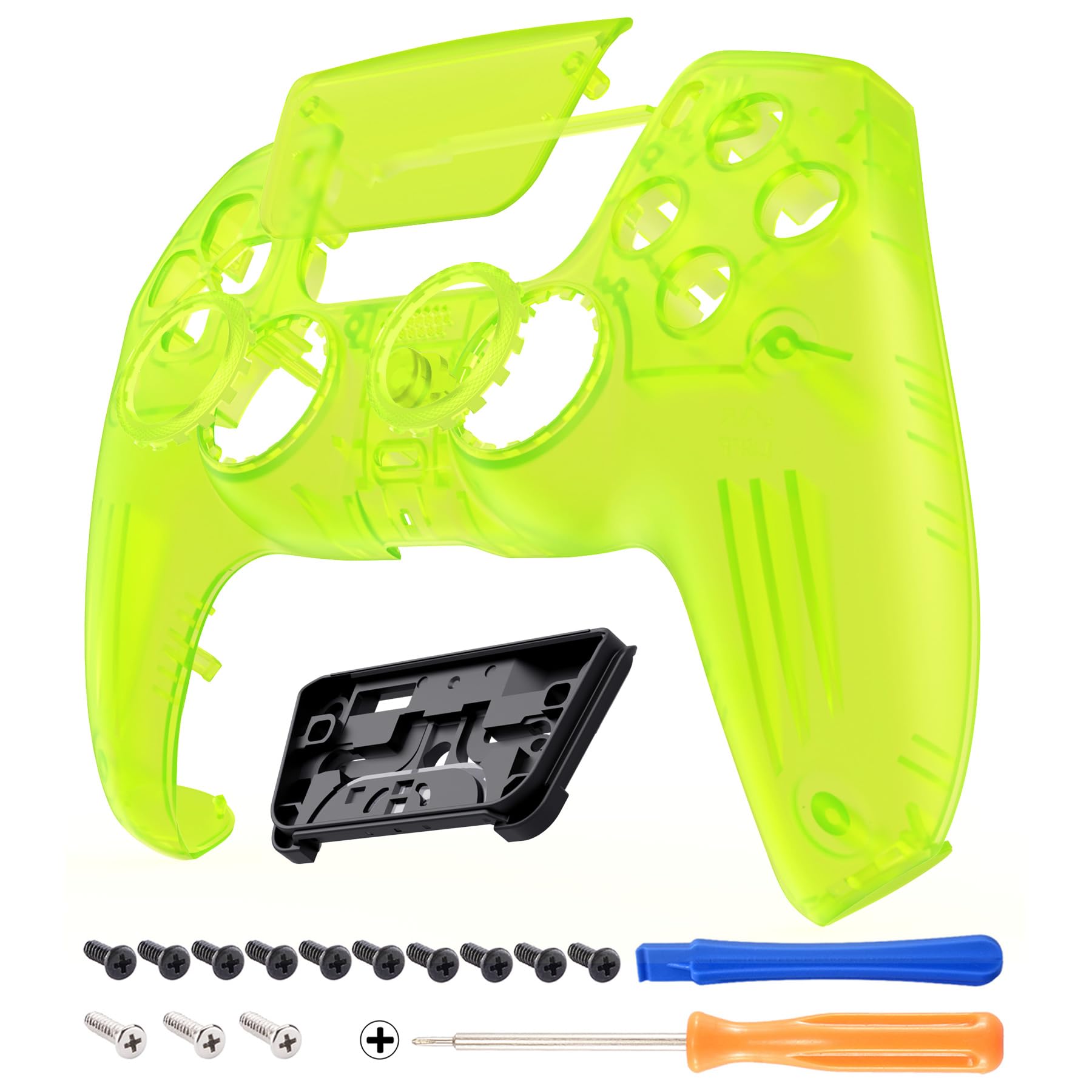 eXtremeRate Luna Redesigned Case for PS5 Controller BDM-010/020/030/040/050, Replacement Faceplate Touchpad Rings Buttons, Shell Cover Pad for PS5 Controller, Light Lime Green - Image 1