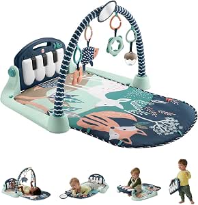 Fisher-Price Tapis d’éveil Piano, jouet musical suspendu et jeu à plat ventre, thème animaux de la forêt (exclusivité Amazon), Jouet d'Éveil, Dès la naissance, HKX37 - Image 1