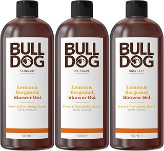Bulldog Skincare Lot de 3 gels douche au citron et à la bergamote pour homme, naturel, rafraîchissant, 500 ml - Image 1