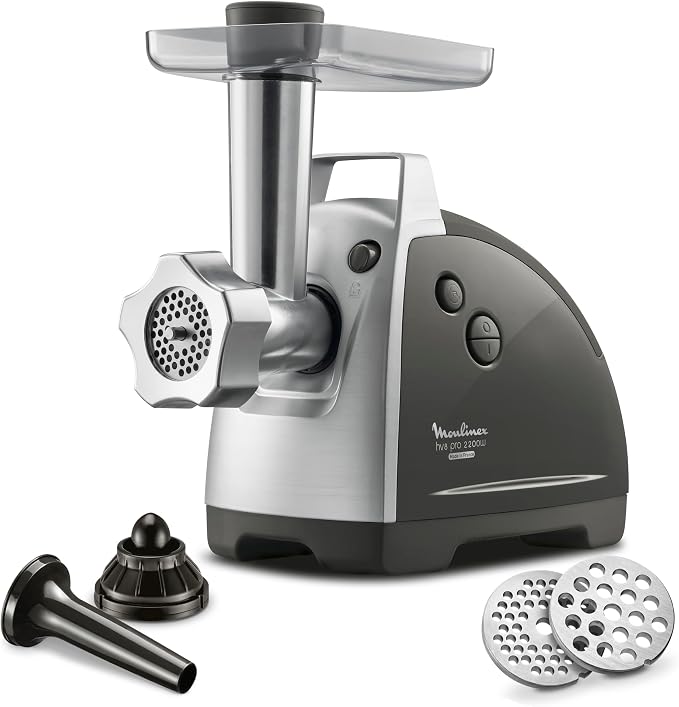 Moulinex Meat Mincer HV8 Electric Mincer 2200 W 2 Grinding Grinders Accessories for Kebbe and Sausages Silver ME686832 - Image 1