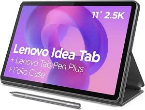 Lenovo Idea Tab – Touch Tablet Integrated AI 11 Inch 2.5K, 90Hz (MediaTek Dimensity 6300, 8 Cores, 8 GB RAM, UFS 2.2 128GB, Android 15, Wifi5 + Bluetooth) Lenovo Tab Pen + Folio Case – Grey - Image 1