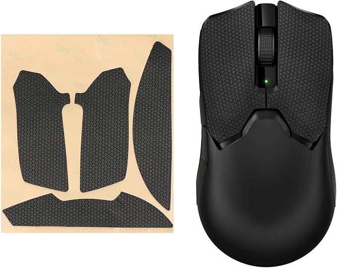 kwmobile Anti Slip Tape Compatible with Razer Viper V2 Pro Non-Slip Tape - PU Leather Band for Gaming Mouse - Black - Image 1