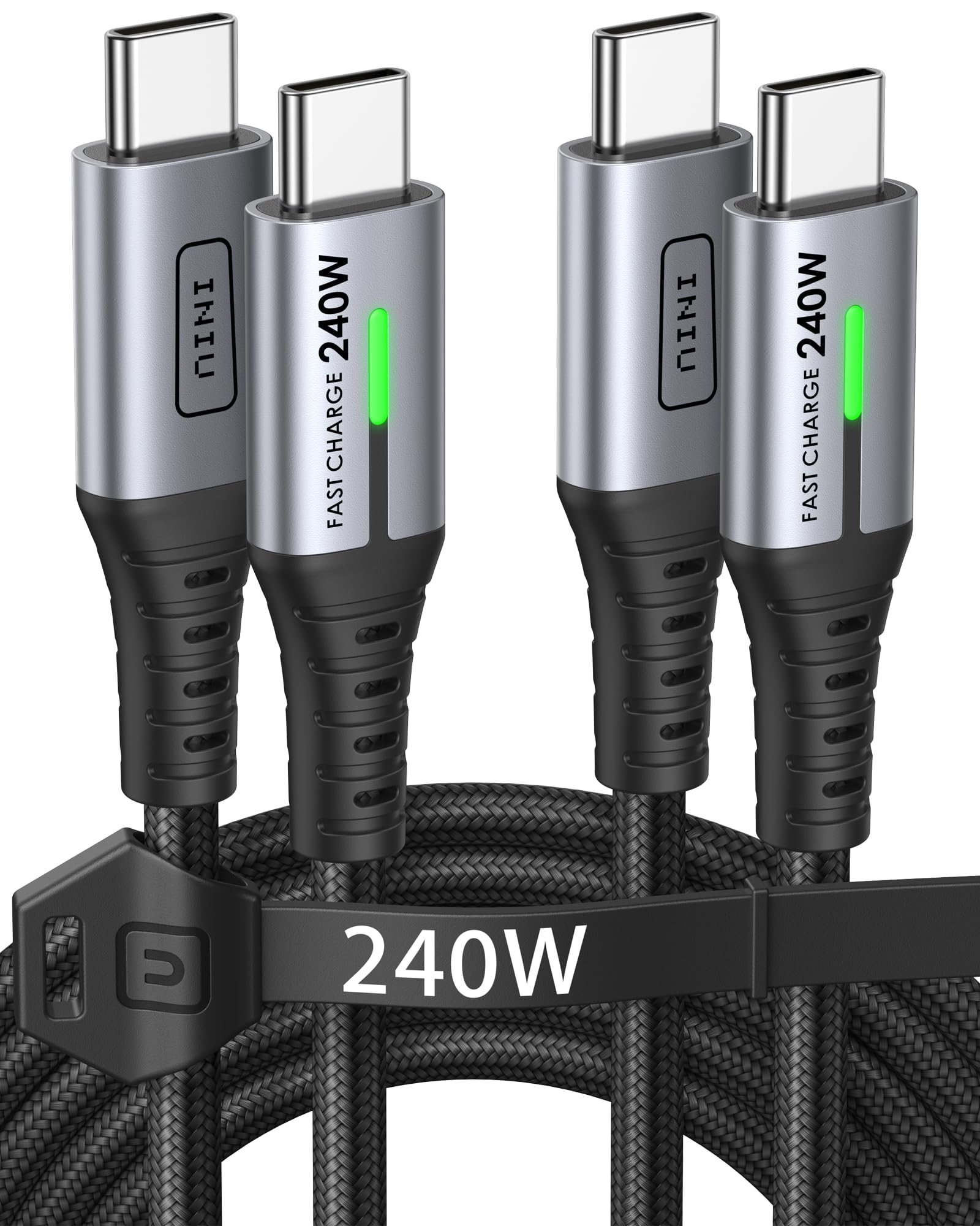 INIU 240W USB C to USB C Cable, [2-Pack 2m] PD3.0 48V/5A USB Type C Cable Fast Charge for iPhone 15 Pro Max MacBook iPad Air, Dell HP EliteBook Laptop, Steam Deck, Samsung Galaxy S23/22 Ultra etc - Image 1