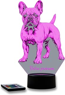 16 Colours Personalised French Bulldog Dog Fan Lamp with Name or Message, 3D LED Lamp Available in Various Models, Perfect Mood Light Bedside Lamp for Everyone - Image 1