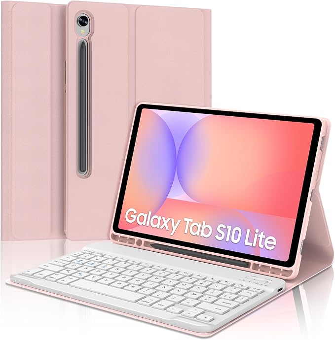 SENGBIRCH Keyboard Case for Samsung Galaxy Tab S10 Lite 10.9 Inches 2025 – AZERTY French Detachable Wireless Bluetooth Keyboard Case for Samsung Galaxy Tab S10 Lite AI Tablet, Pink - Image 1