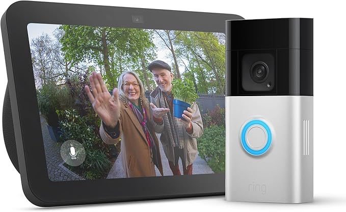 Echo Show 8 (Newest gen) | Charcoal + Ring Battery Video Doorbell Plus - Image 1