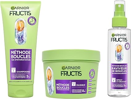 Garnier - Fructis Method Curls - Routine 3 Products - Shampoo, Mask & Moisturizing Spray - Enriched with Hyaluronic Acid & Shea Butter - For All Types of Curls - Image 1