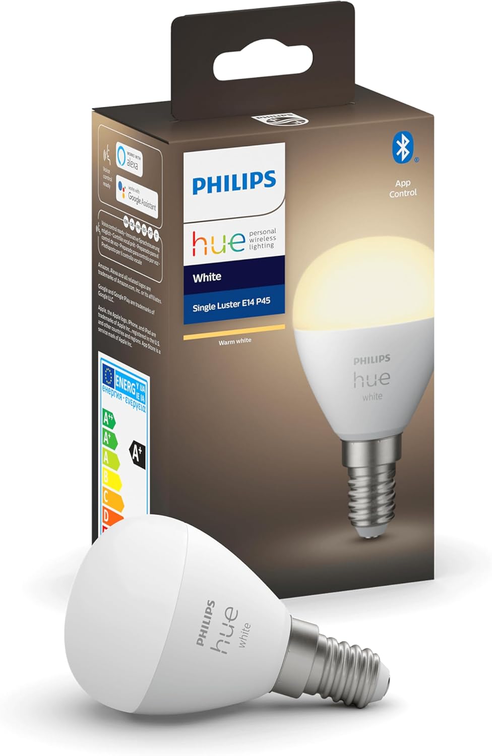 Philips Hue White Luster E14 Bluetooth Smart LED Bulb Works with Alexa, Google Assistant and Apple Homekit - Image 1