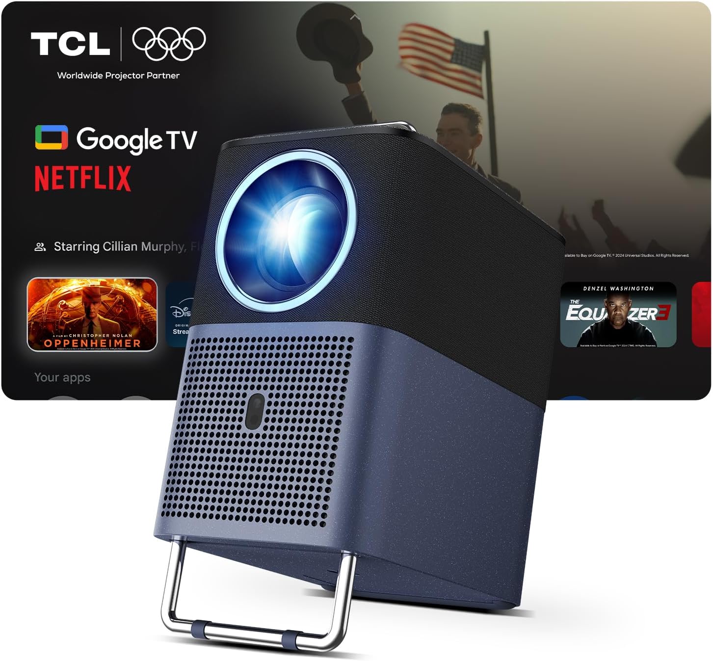 TCL A1s Video Projector 4K Support, 2X Audio Dolby 8W, Native 1080P, 600 ISO Lumens, Netflix Certified, Integrated Smart Google TV, Auto Focus/Keystone, Wi-Fi, Bluetooth Portable Video Projector - Image 1