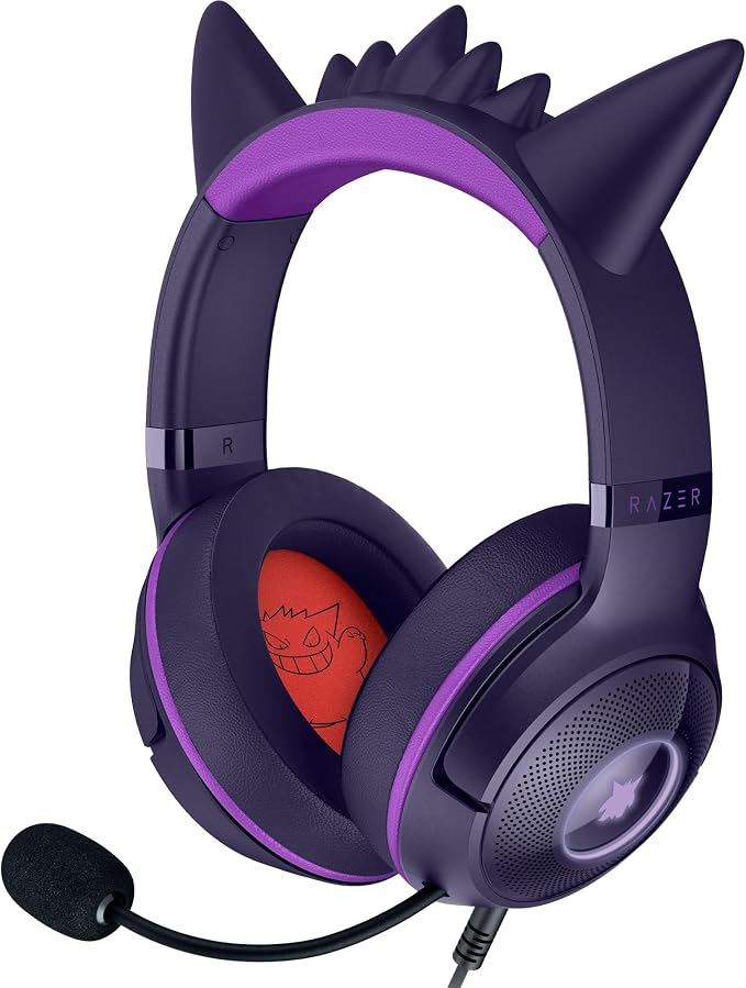 Razer Kraken Kitty V2 - Pokémon Gengar Edition - USB Headset - Gengar Tips - Stream Responsive Lighting - HyperClear Cardioid Microphone - 40mm Triforce Speakers - Surround Sound | Purple - Image 1