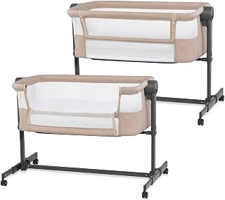 Kinderkraft NESTEE UP 2 Lit bébé cododo, Lit Bebe avec Matelas de la Naissance, Réglage de la Hauteur, Facile Adapter au lit du Parent, Pieds réglables, Beige - Image 1