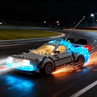 Kyglaring Kit d'éclairage LED compatible avec Lego Speed Champions La Machine à Remonter Le Temps de Retour vers Le Futur 77256 Blocs de construction (Pas de modèle) - Image 1