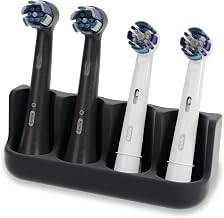 Holder for 4 brush heads - Compatible with Oral-B, IO, Philips Sonicare, Waterpik, Fairywill - Food Grade Silicone (Black) - Image 1
