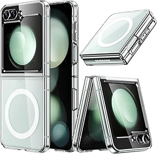 JETech Coque Magnétique pour Samsung Galaxy Z Flip 5 Compatible avec Accessoires MagSafe, Étui Housse de Protection Dur Transparente en PC, Anti-Rayures (Transparente) - Image 1