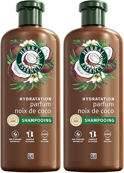 Herbal Essences Hydration Shampoo Coconut Fragrance 2 x 250 ml Very Dry Hair Helps Nourish and Smooth, for Soft Hair. Natural Origin Ingredients*, Silicone-Free, Vegan - Image 1