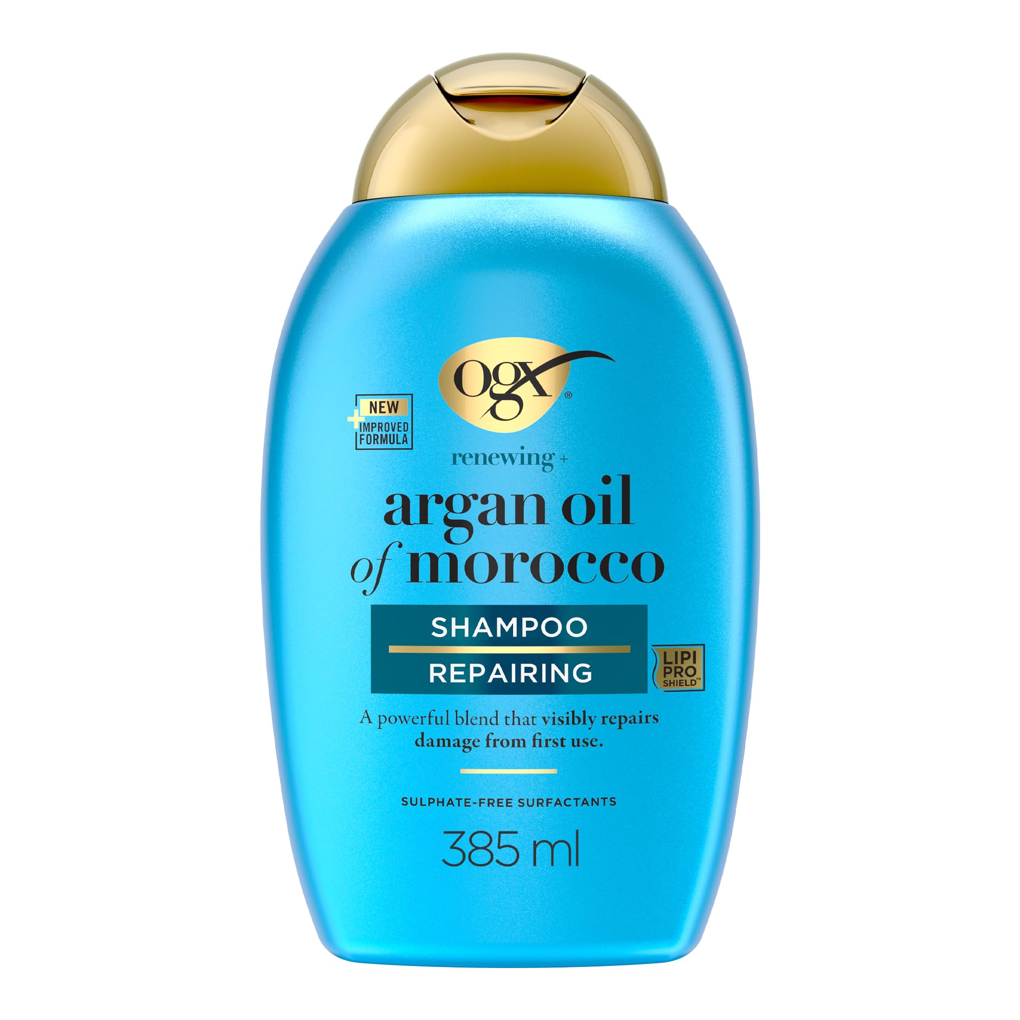 OGX | Shampooing Réparateur Huile d'Argan du Maroc (flacon de 385 ml) – Soin capillaire pour cheveux secs et abîmés – Shampoing sans sulfate - Image 1