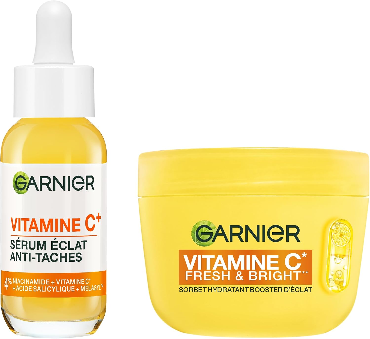 GARNIER - SkinActive - Routine Vitamine C - Crème Sorbet Hydratante Fresh & Bright (85 ml) + Sérum Jour Vitamine C (30 ml) - Réduit Les Taches Brunes, Unifie & Booste l’Éclat - Tous Types de Peaux - Image 1