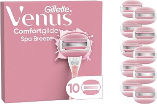 Gillette Venus ComfortGlide Breeze Pour Femme, 10 Recharges De Lames, AUTHENTIQUES, Barres Parfumées, Sans Besoin De Gel A Raser, Cartouches A 3 Lames Conçus Pour Corps Et Poils - Image 1