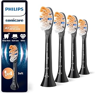 Sonicare A3 Premium All-in-One Original Replacement Toothbrush Heads, Black, Pack of 4, HX9094/88 - Image 1