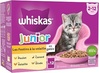WHISKAS – Mixed Poultry Flavour Junior Meal, Chicken Turkey Duck Fresh Sachets (x12) – Pack of 3 – Sold by Pack - Image 1