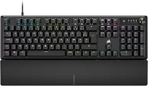 CORSAIR K70 CORE RGB Wired Mechanical Gaming Keyboard with Wrist Rest - MLX Red, SOCD, Sound Damping, Media Control Dial, AZERTY FR - Black - Image 1