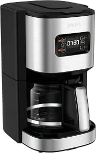Krups 24-hour programmable coffee maker, premium stainless steel, 1.25 L up to 15 cups, intensity adjustment, convenient 1 to 4 cup function, auto stop after 30 min, drip-proof, Excellence KM480D10 - Image 1