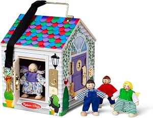 Melissa & Doug Wooden House Doorbells, Imitation Games, Great Gift for Girls and Boys 2505 Multicolor 9" H x 6.8" W x 6.8" L - Image 1