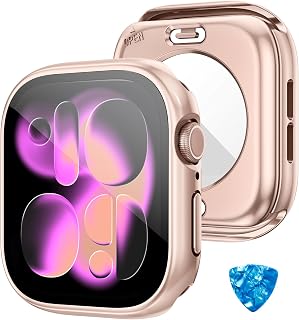 [2 en 1] Housse étanche pour Apple Watch Series 11/10 Housse de Protection 42mm,Couverture PC 360° avec Protection d'écran en Verre trempé,Pare-Chocs Avant et arrière (Or Rose) - Image 1