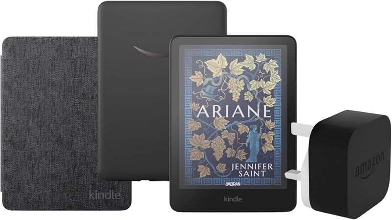 Amazon Kindle Colorsoft 16 GB, black Amazon Clear Back Cover and an Amazon Powerfast 9W Power Adapter - Image 1