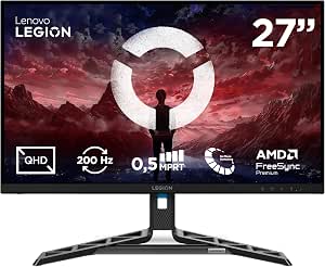 Lenovo Legion R27qe Gen2 - 27'' QHD Gaming Monitor (IPS, 200Hz, 0.5ms, HDMI+DP, DP Cable, AMD FreeSync Premium) Tilt Adjustment - Black - Image 1