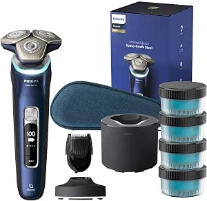 Philips Série 9000 - Rasoir électrique pour hommes, avec technologie SkinIQ, Wet & Dry, Lift & Cut, rétractable, Cleaning Pod, tondeuse à barbe, socle de charge, coffret de voyage (modèle S9980/74) - Image 1