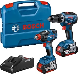 Bosch Professional 18V System combi-kit : Boulonneuse GDX 18V-200 + perceuse-visseuse GSR 18V-55 (avec 2 batteries GBA 18V 4.0Ah, chargeur rapide GAL 18V-40, L-Case) - Image 1