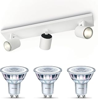 Philips Runner Spot en saillie (Blanc) - Lumière Blanc Chaud - Spot de plafond avec 3 points d'éclairage - GU10 - Non Dimmable - Image 1