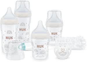 Nuk Perfect Match Perfect STARLIGHT Bottle Set, 0-6+ Months, Fits Baby's Palate, 4 Anti-Colic Bottles, Pacifier, Brush and More, BPA Free, 7-Piece - Image 1