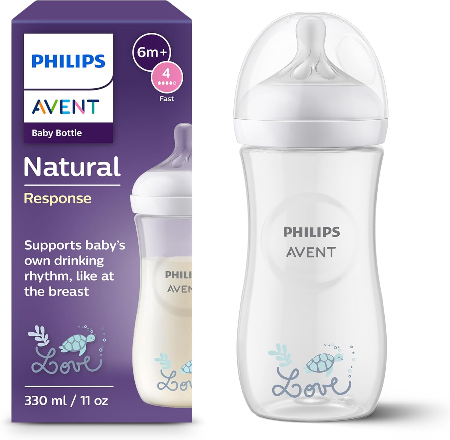 Philips Avent Biberon Natural Response 330 ml à débit 4 (3 mois et plus), SCY906/11 - Image 1