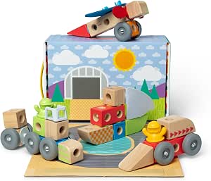 Melissa & Doug Interlocking Blockables, Vehicles, Assembly, Mixing Wooden Building Blocks Set, for Toddlers (54 Pieces) - FSC Certified - Image 1