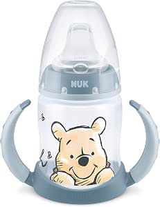 NUK First Choice+ Training Bottle | 6-18 Months | 150 ml | Temperature Control Display | Anti-Colic Valve | Ergonomic Handles | BPA Free | Disney Winnie the Pooh (Blue) - Image 1