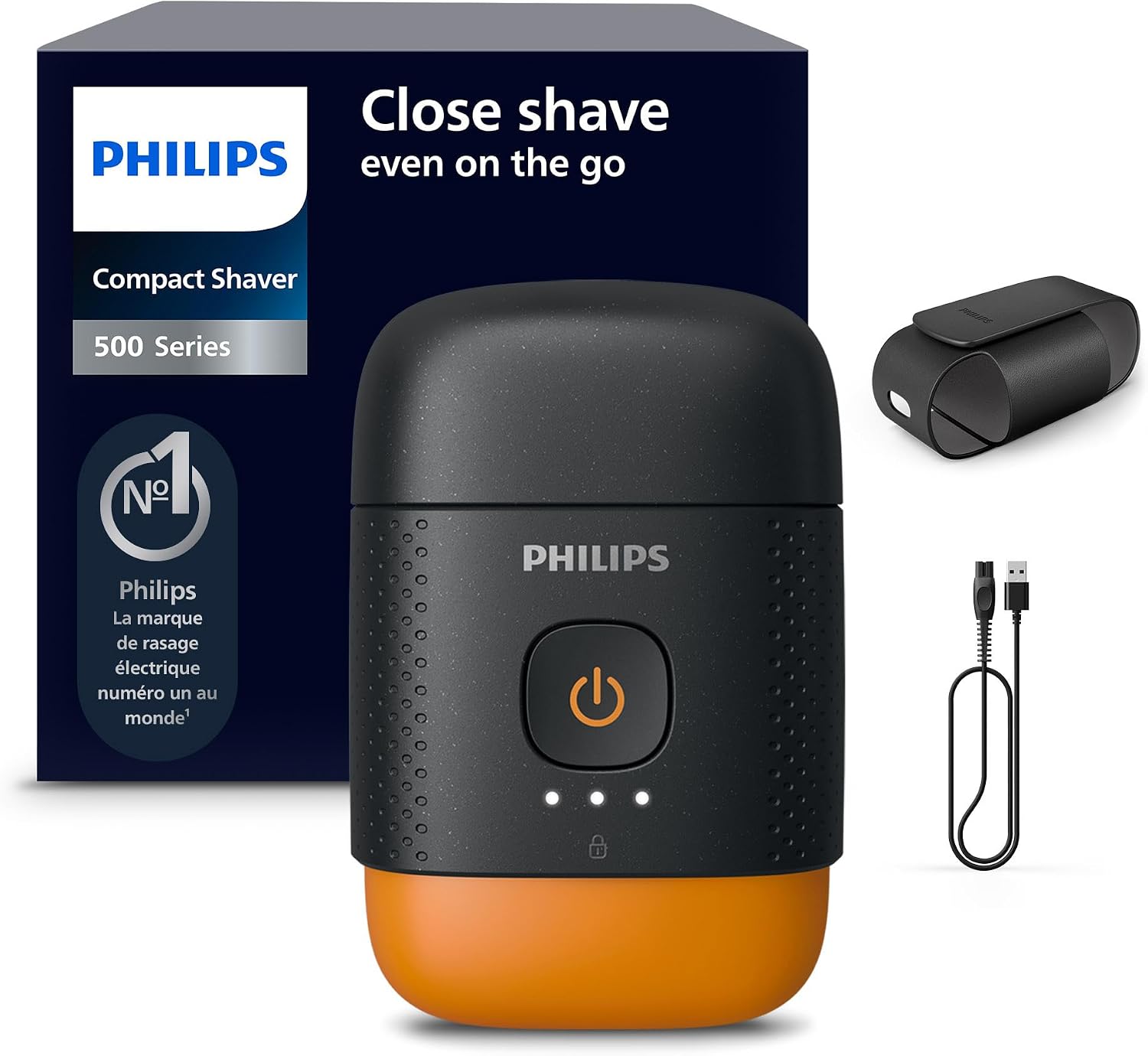 Rasoir Philips série 500 – électrique et compact, Lift & Cut, lames Dual SteelPrecision, têtes flottantes 3D, poils secs ou mouillés, étui de voyage, verrouillage, couvercle magnétique, modèle S595/05 - Image 1