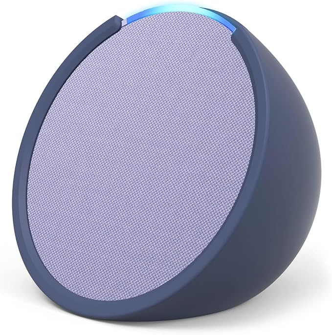 Echo Pop | Rich Sound Compact Bluetooth Smart Speaker with Alexa | Lavender+Made for Amazon Case for Echo Pop (2023 Model), Blue - Image 1
