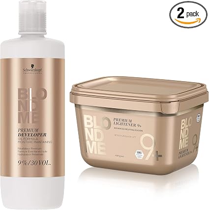 Schwarzkopf Professional Duo Blond Me PPL9+ Premium Bleaching Comp. Powder 450 g Lightener 9+ & Blond Me Supreme Blonde Hair Quality Premium Care 9% 30 Vol Developer 1000 ml Schwarzkopf - Image 1