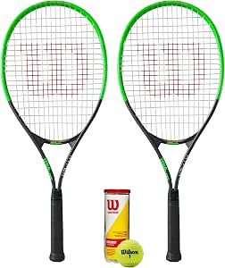 Wilson Set of 2 XL Tennis Rackets + 3 Tennis Balls (Various Options) - Image 1