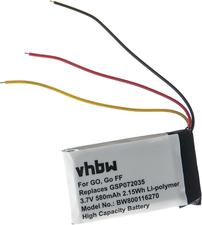 vhbw Battery Compatible with JBL GO, GO BLK, GO FF Bluetooth Portable Speaker – Replacement for GSP072035 – (Li-Polymer, 580 mAh, 3.7 V) - Image 1