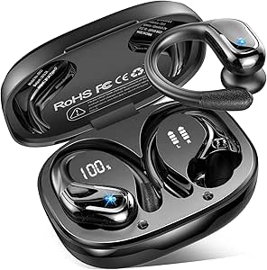 Bluetooth 5.4 Wireless Sports Earbuds, 75 Hrs Wireless Headset with 3D HiFi Stereo, 4 ENC Noise Reduction Mics, IP7 Waterproof, USB-C Quick Charge Running Headphones, LED Screen Earbuds Android iOS - Image 1